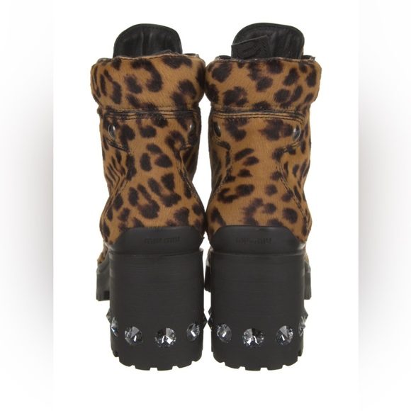Miu Miu Leopard Print Embellished Boots - Picture 3 of 6